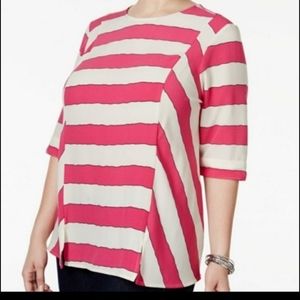 Melissa McCarthy Seven Pink and White Blouse, 2X